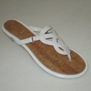 Sperry Top-Sider Womens White Leather Flip Flop Wedge Sandal NWOB - Size 9M